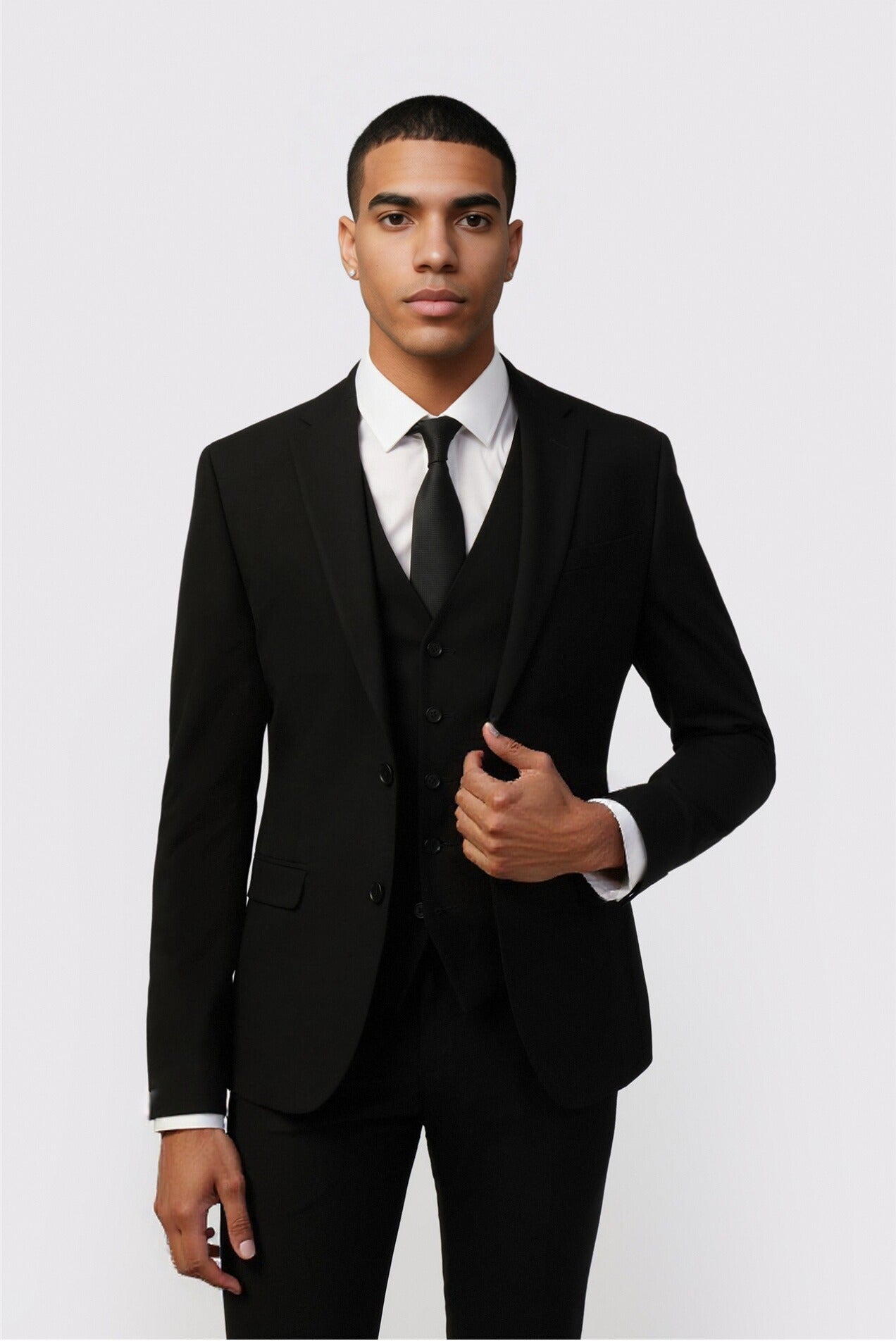 Bespoke Black Notched Lapel 3 Pieces Best Fitted Men Suits Main image