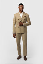 Chic Light Brown Double Breasted Peaked Lapel Men Suits