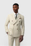 Modern Ecru Double Breasted Peaked Lapel Suits For Men