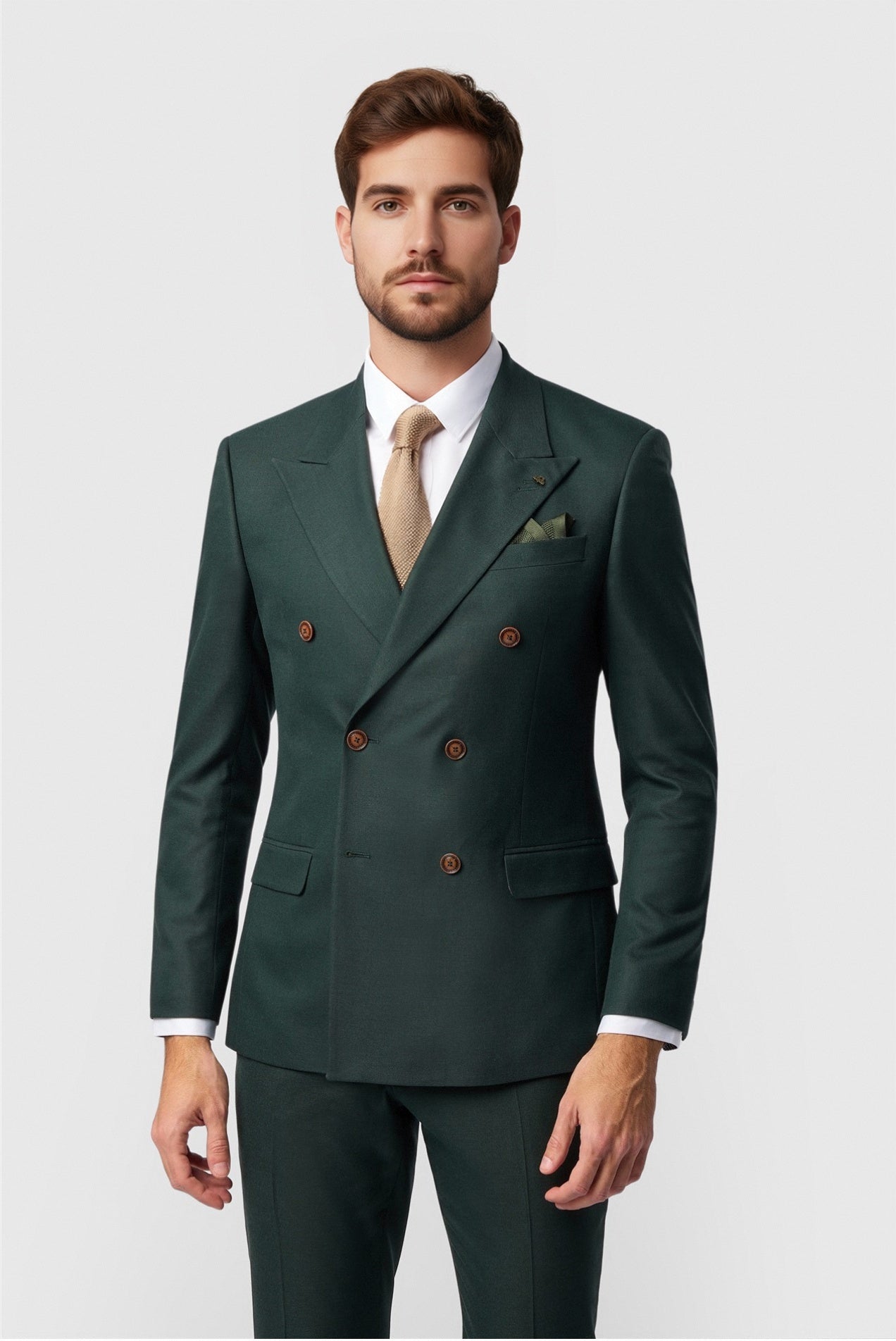 Dark Green Latest Peaked Lapel Double Breasted Men Suits Main image