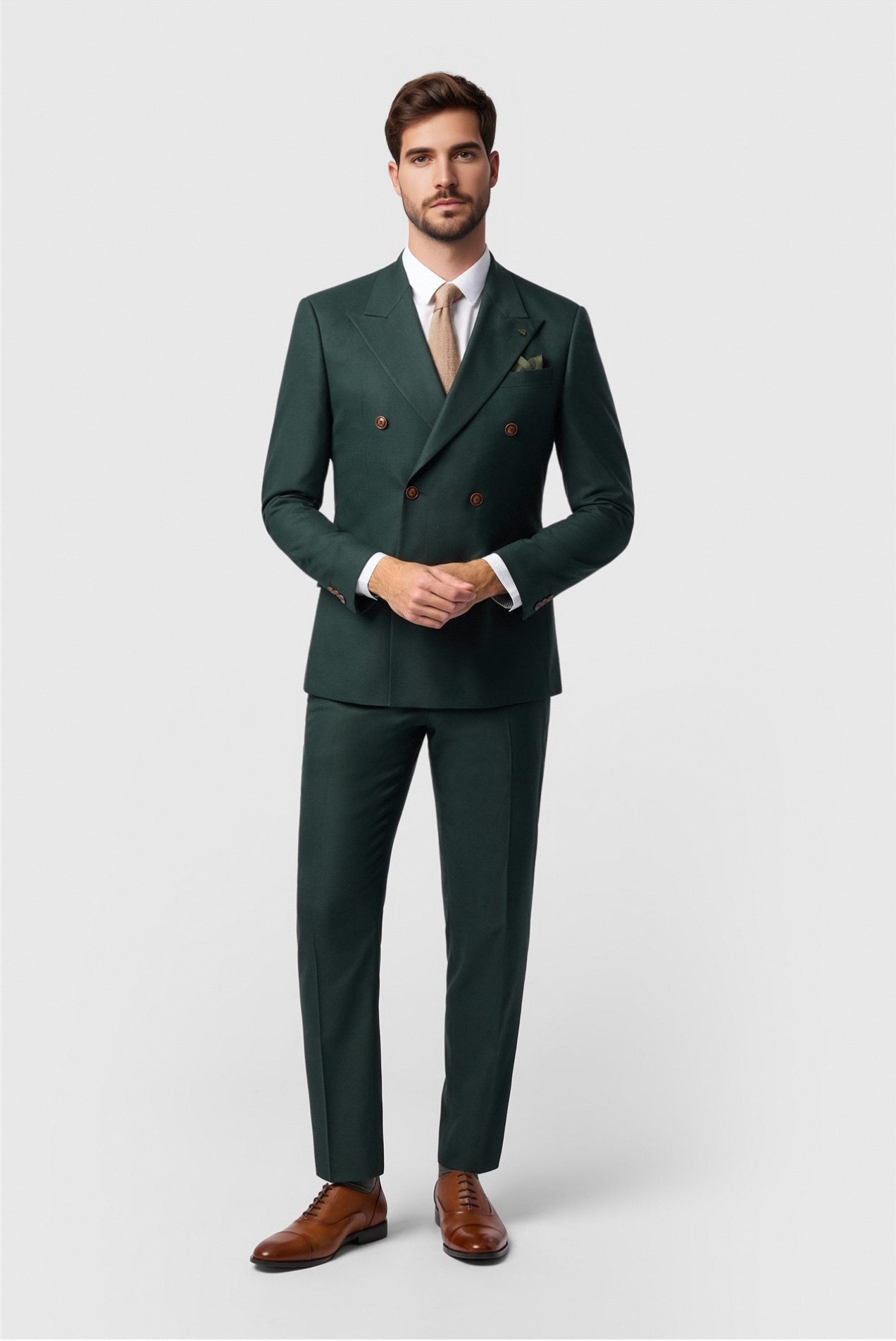 Dark Green Latest Peaked Lapel Double Breasted Men Suits Secondary image
