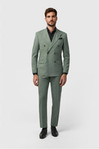 Charming Sage Green Peaked Lapel Double Breasted Men Suits