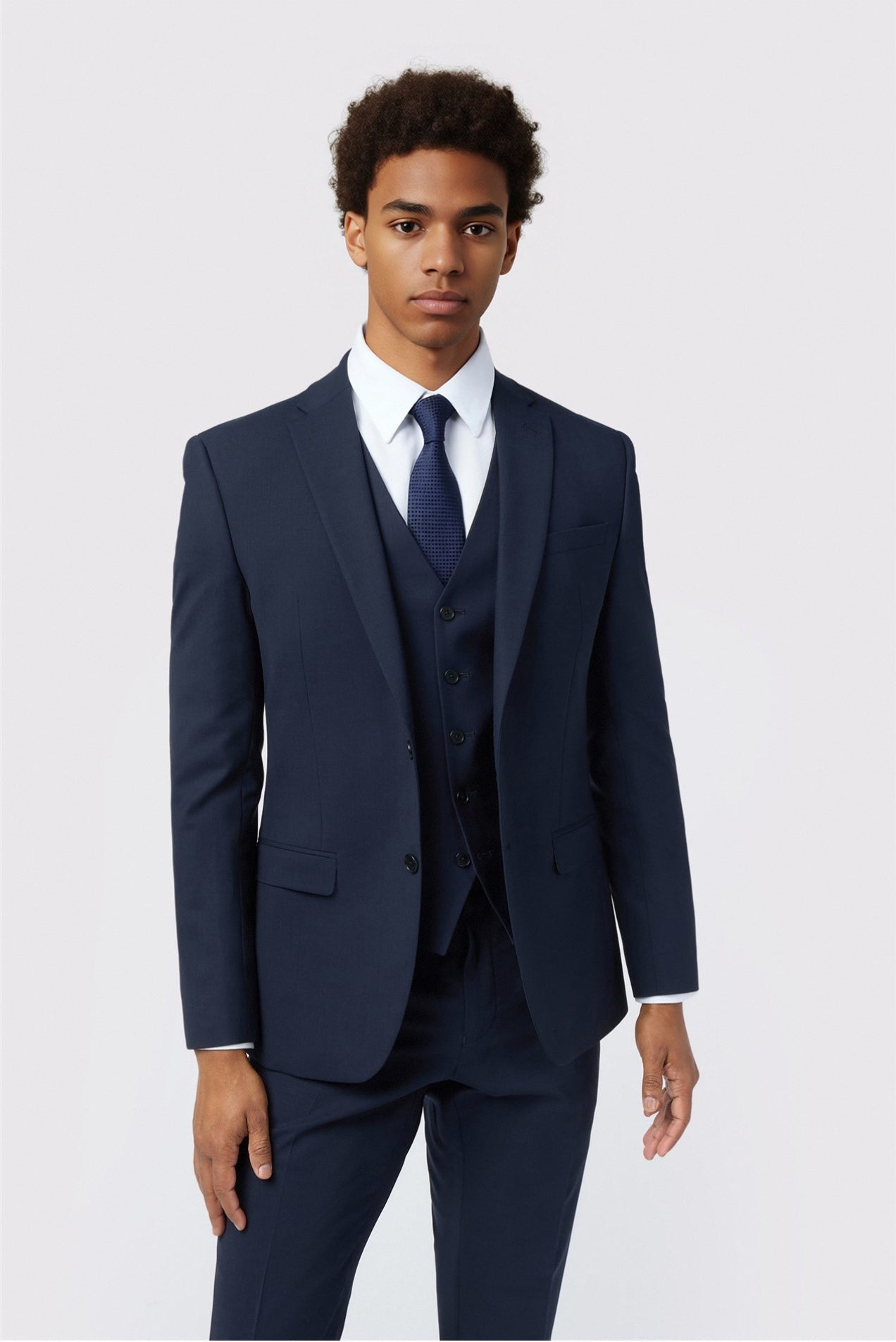 3 Pieces Navy Notched Lapel Bespoke Men Suits Main image