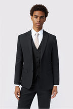Close Fitting Black 3 Pieces Notched Lapel Men Suits