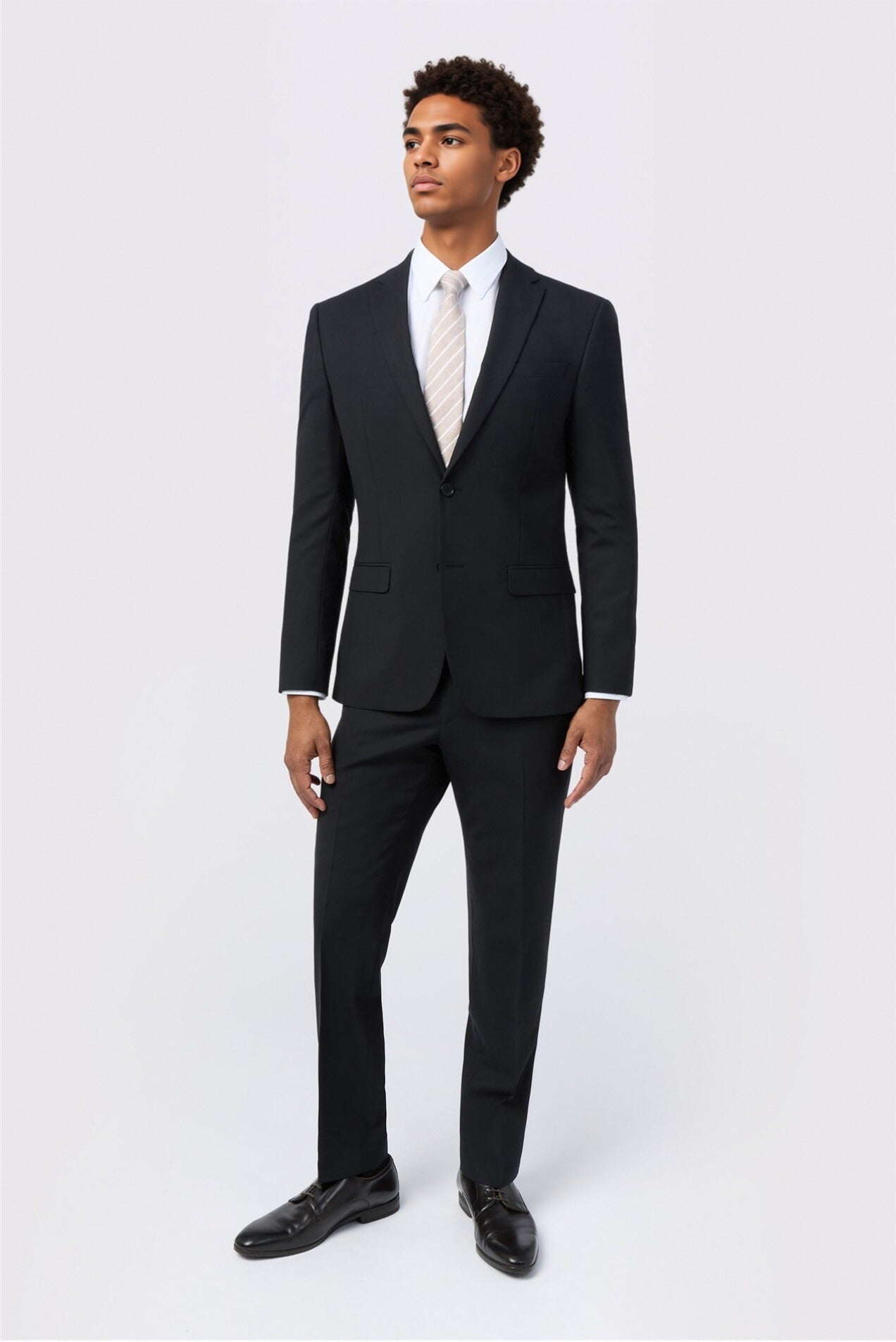 Close Fitting Black 3 Pieces Notched Lapel Men Suits