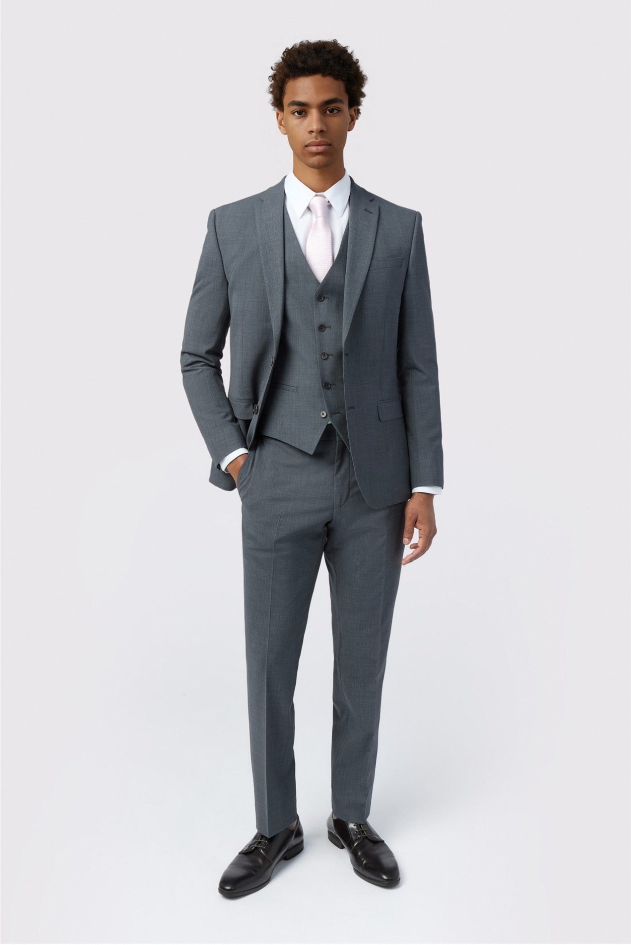 Gray Best Fitted Notched Lapel Men Suits With Waistcoat