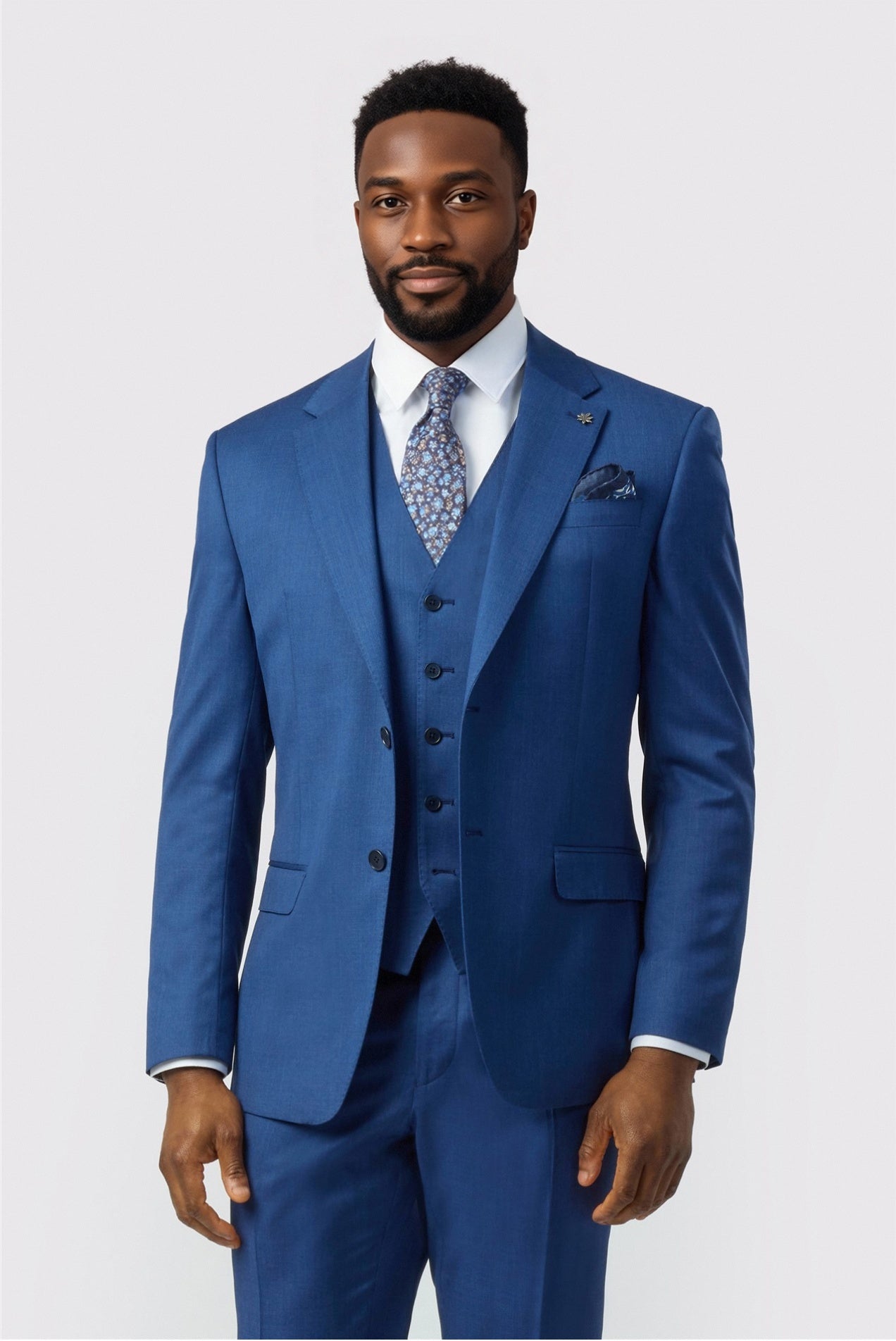 Modern Dark Blue 3 Pieces Notched Lapel Best Fitted Suits For Men Main image