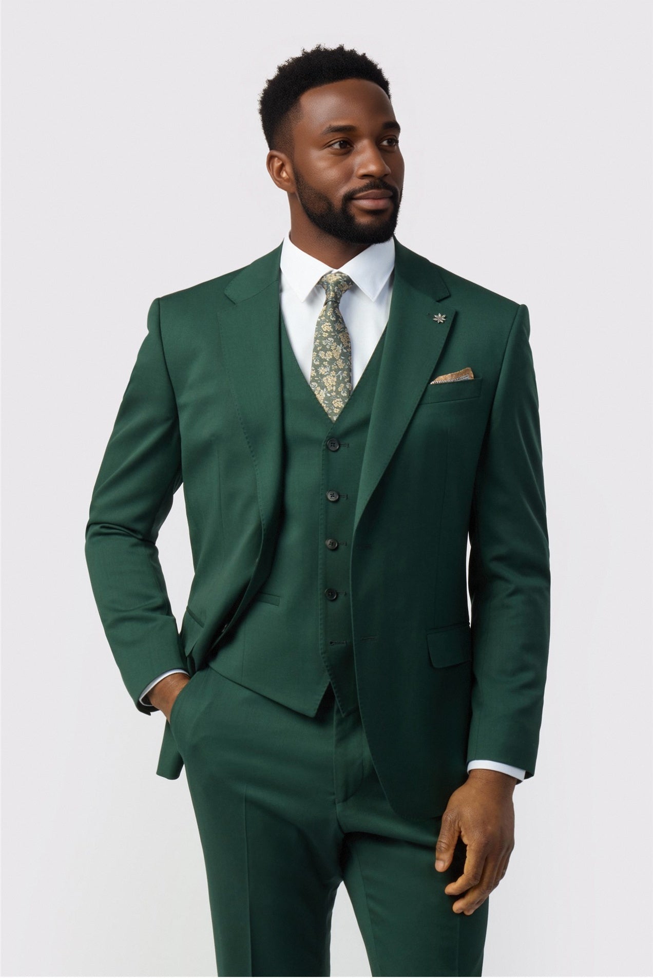 Charming Green 3 Pieces Notched Lapel Newest Suits For Men Main image