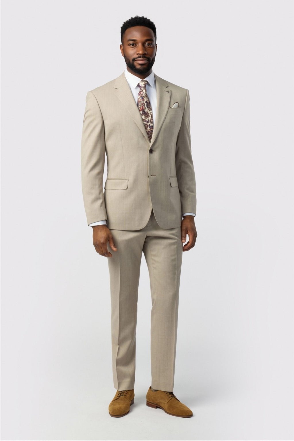 Taupe Best Fitted 3 Pieces Notched Lapel Men Suits