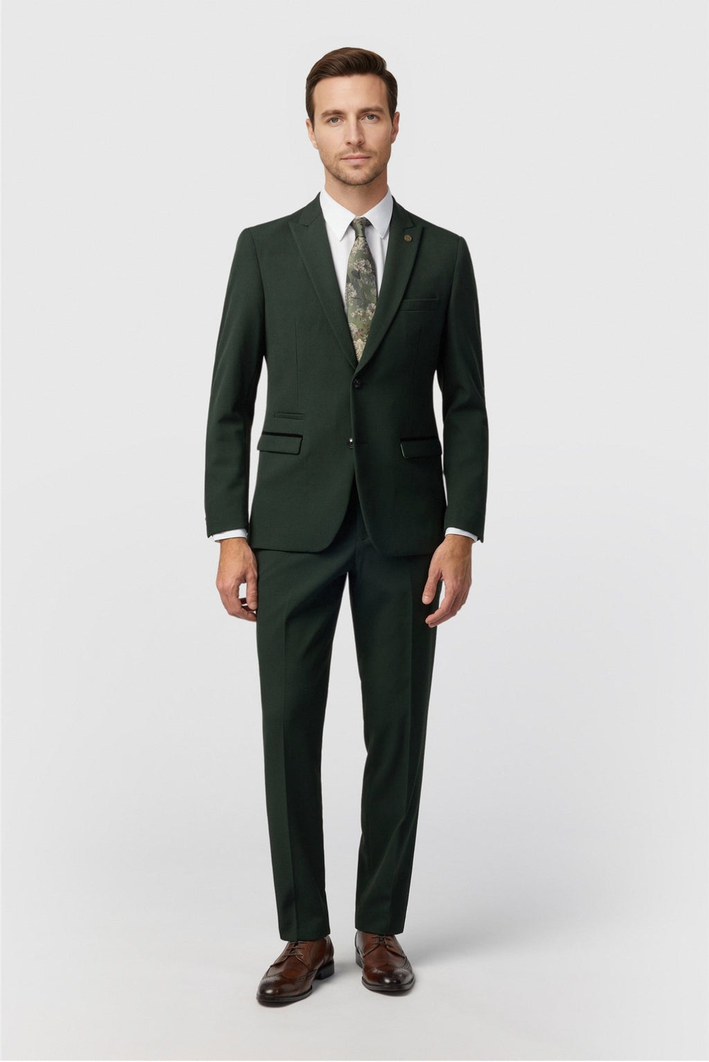 Handsome Green 3 Pieces Notched Lapel Checked Men Suits