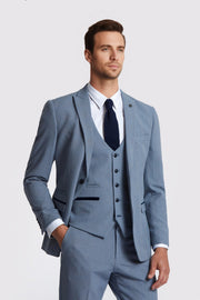 Chic Blue 3 Pieces Notched Lapel Checked Men Suits