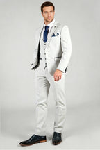New Arrival Gray 3 Pieces Notched Lapel Checked Men Suits