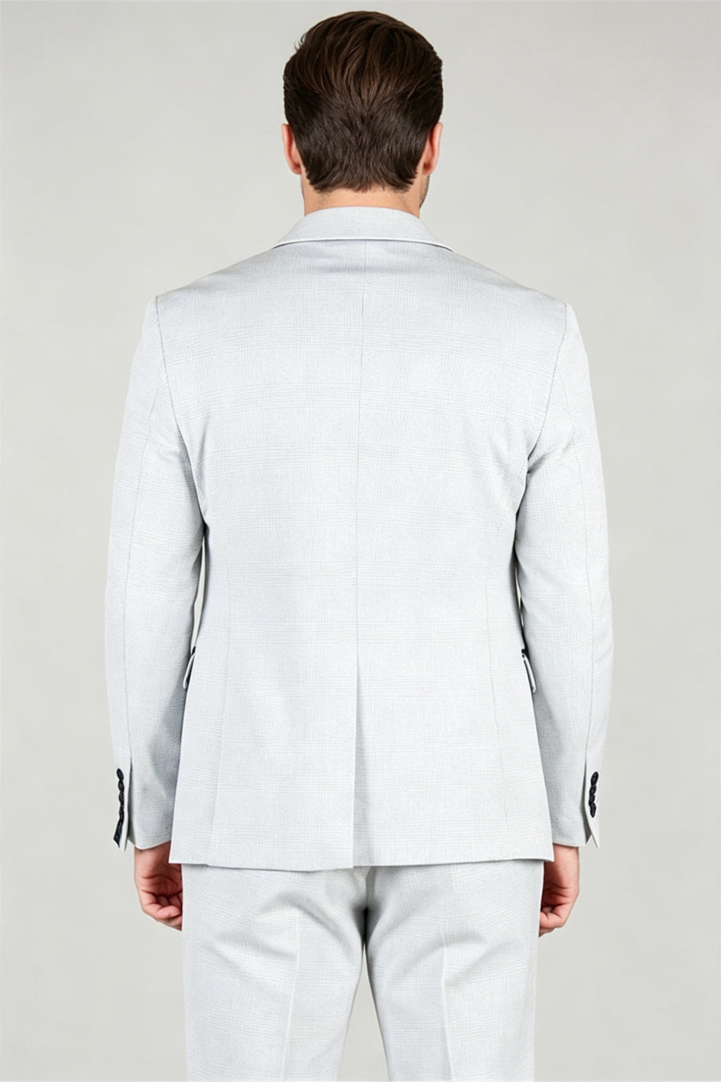 New Arrival Gray 3 Pieces Notched Lapel Checked Men Suits