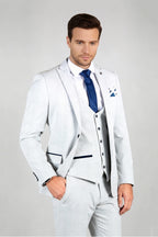 New Arrival Gray 3 Pieces Notched Lapel Checked Men Suits
