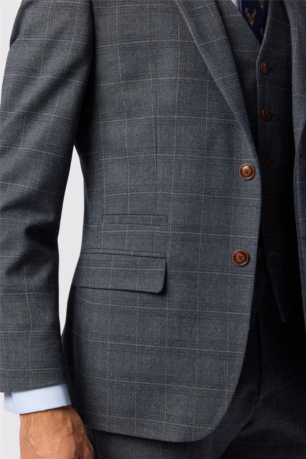 Fancy Charcoal 3 Pieces Notched Lapel Checked Men Suits