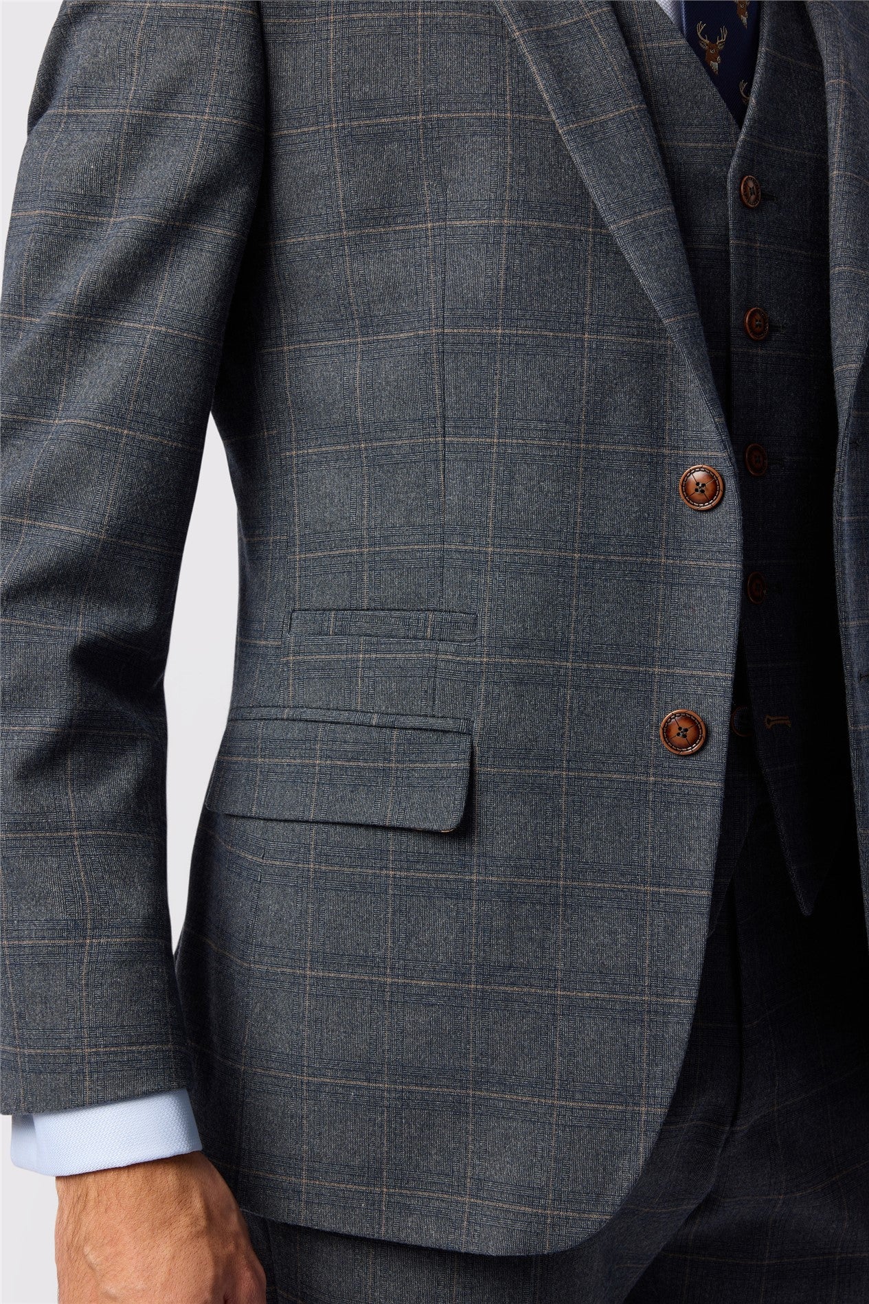 Fancy Charcoal 3 Pieces Notched Lapel Checked Men Suits