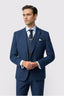 Blue Newest Notched Lapel Checked Men Suits With Waistcoat