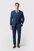 Blue Newest Notched Lapel Checked Men Suits With Waistcoat