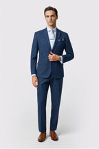 Blue Newest Notched Lapel Checked Men Suits With Waistcoat