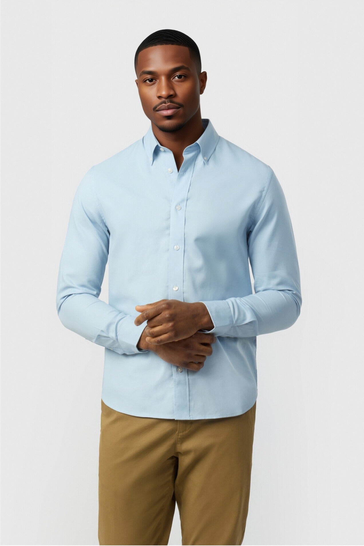 Textured Men's Blue Cotton Shirt