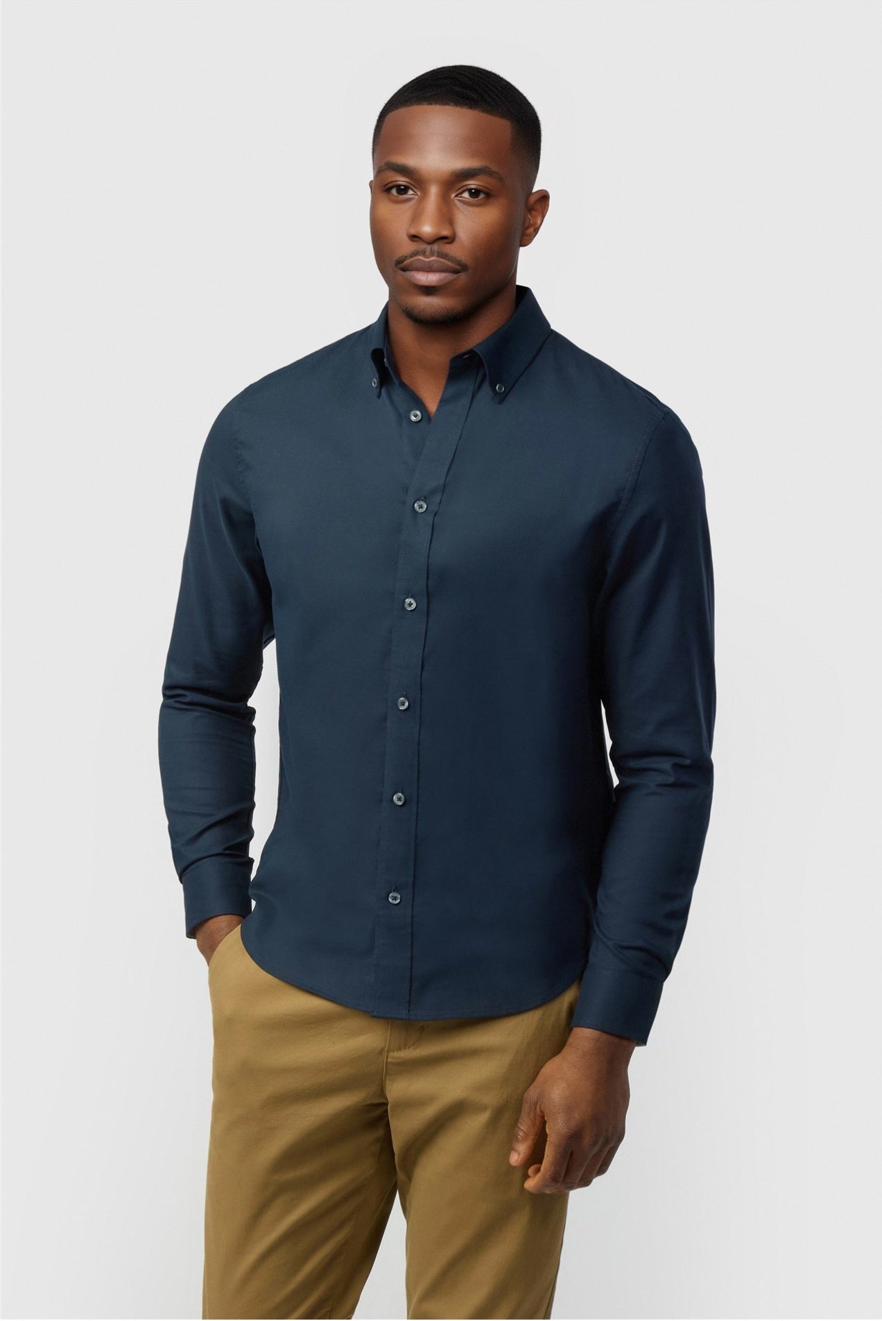 Stylish Navy Cotton Shirt For Men Main image