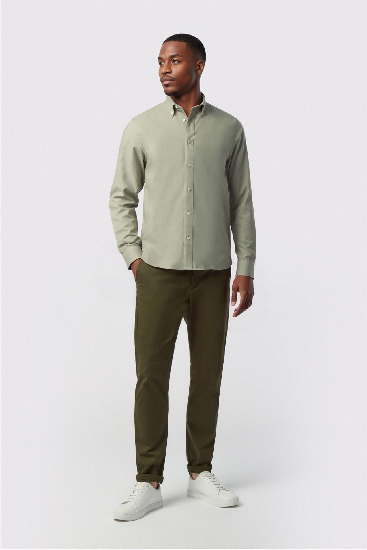 Premium Light Green Men's Cotton Shirt Secondary image