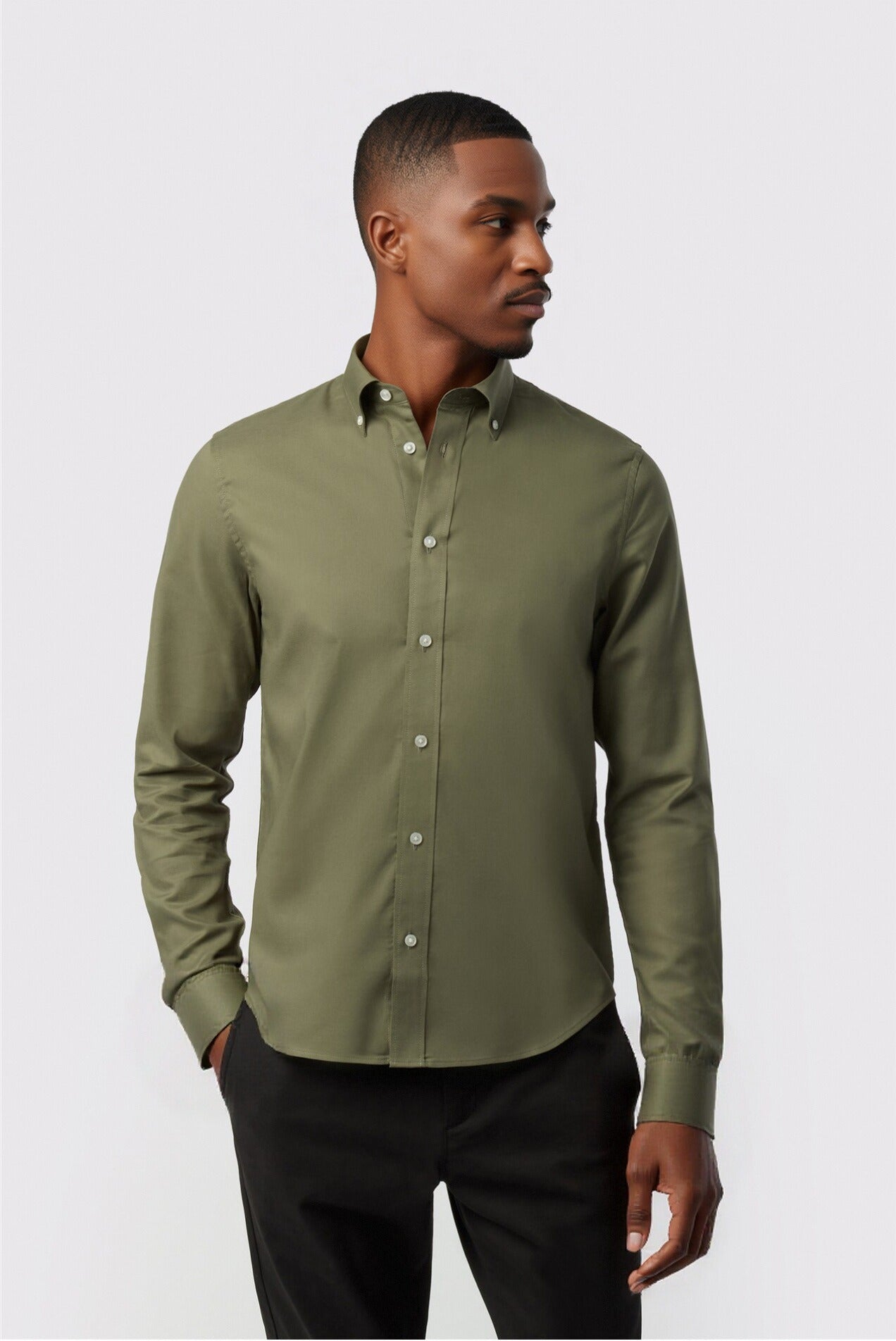 Olive Green Handsome Cotton Shirt For Men Main image