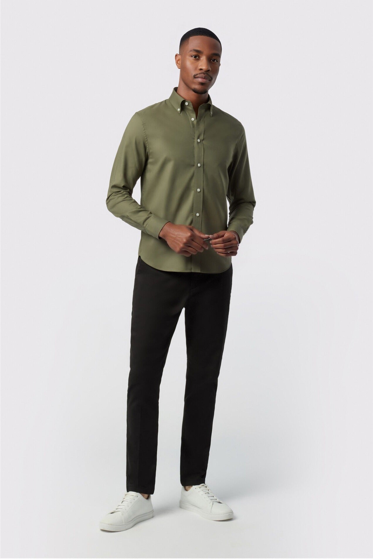 Olive Green Handsome Cotton Shirt For Men Secondary image