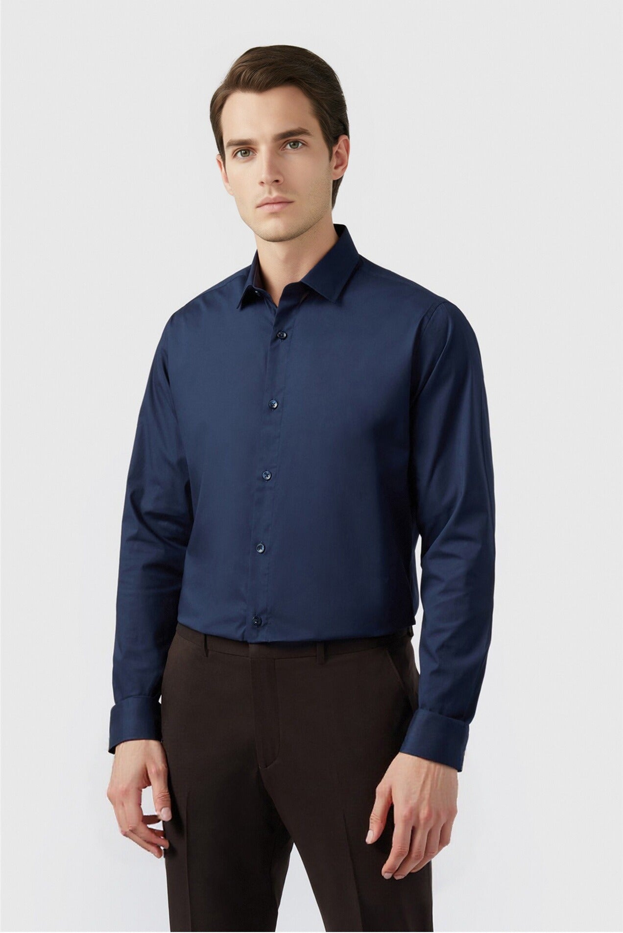 Best Fitted Navy Non-Iron Men Shirt Main image