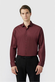 Burgundy Textured Non-Iron Men Shirt