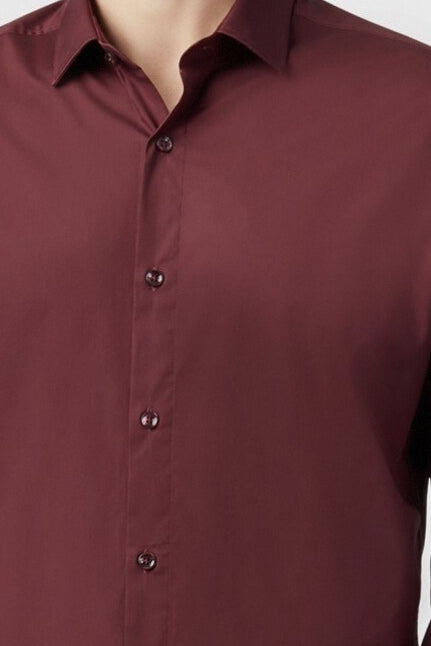 Burgundy Textured Non-Iron Men Shirt