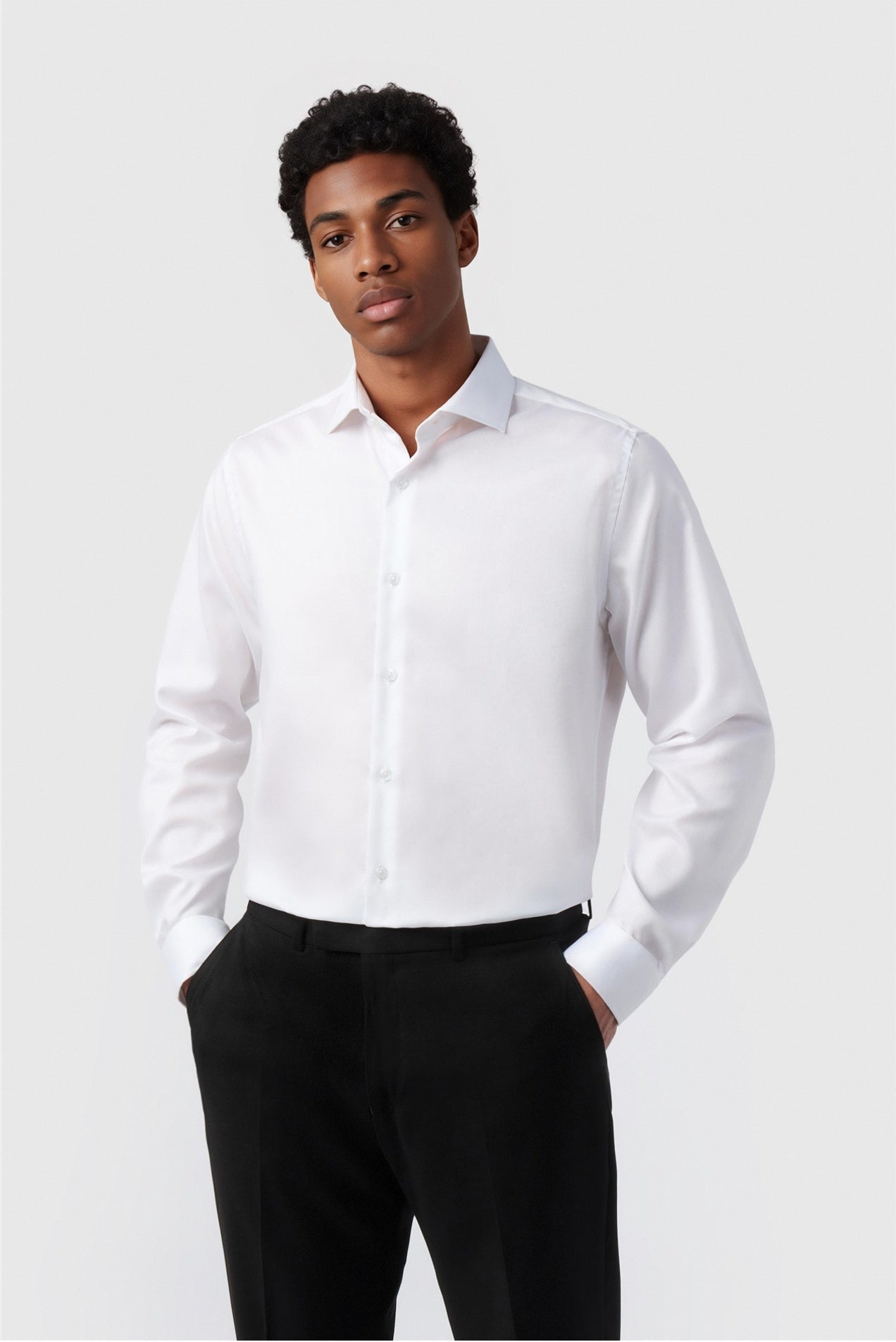 White Chic Textured Men Shirt Main image