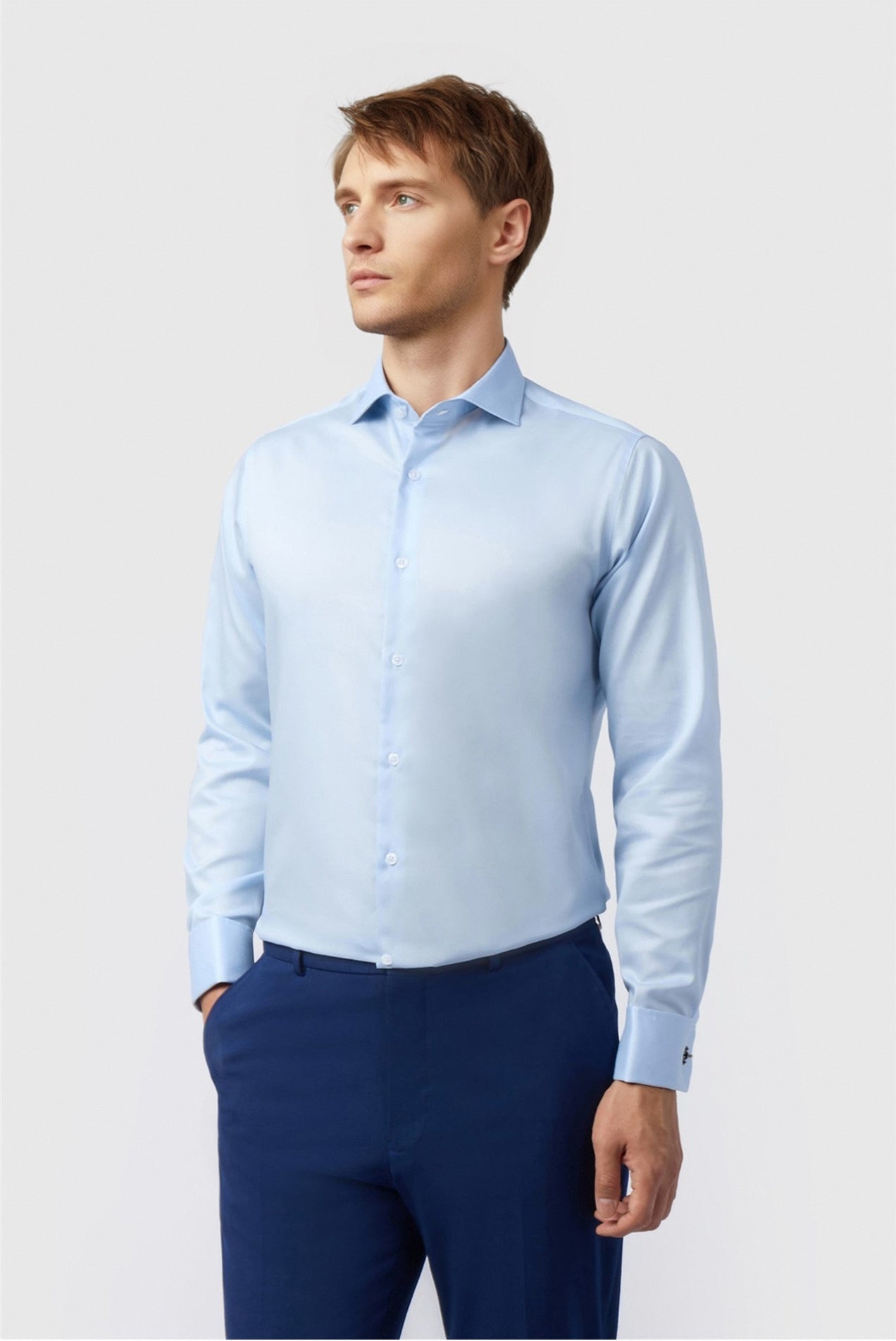 Chic Blue Non Iron Textured Shirt For Men Main image