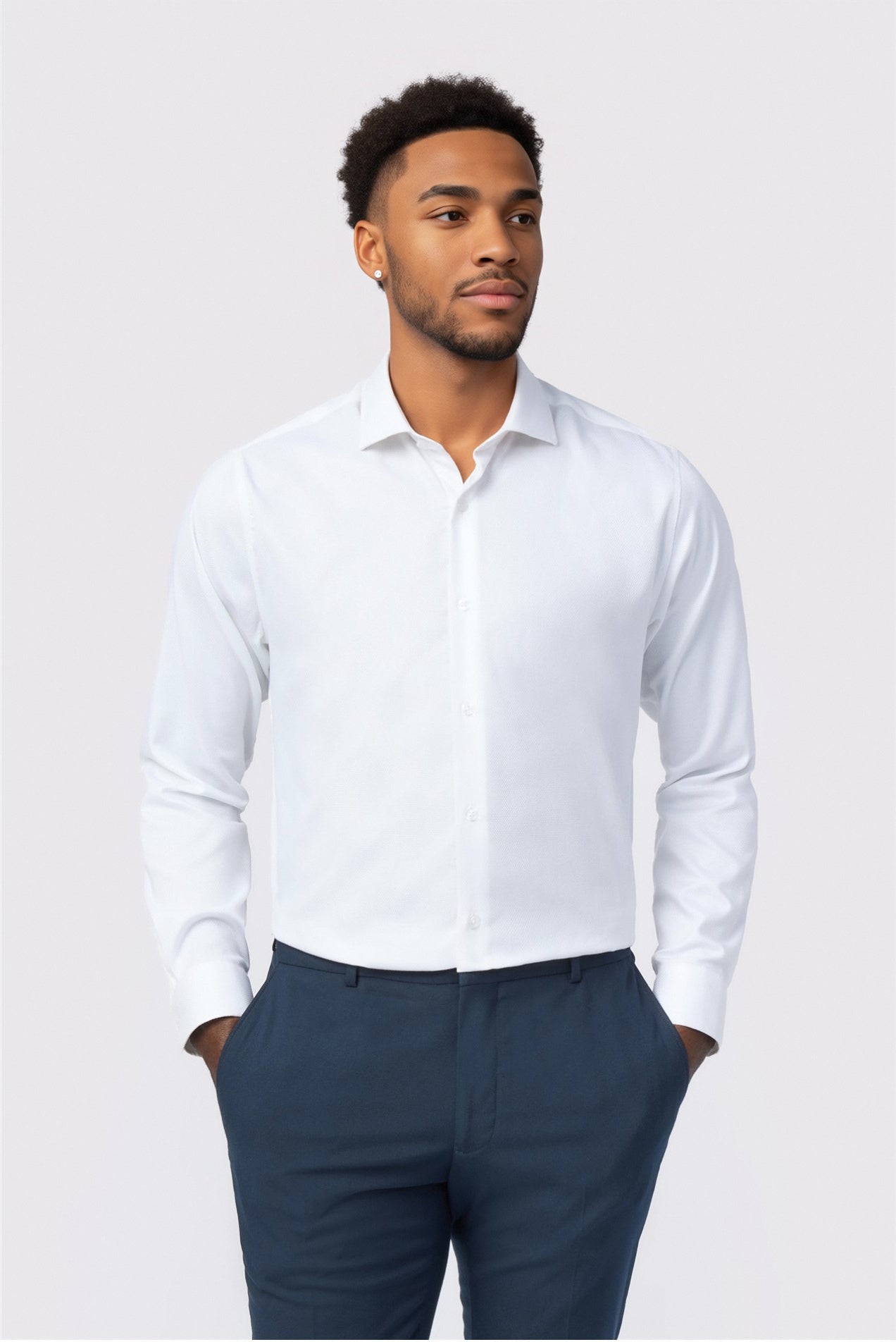 White Non-Iron Best Fitted Men's Shirt