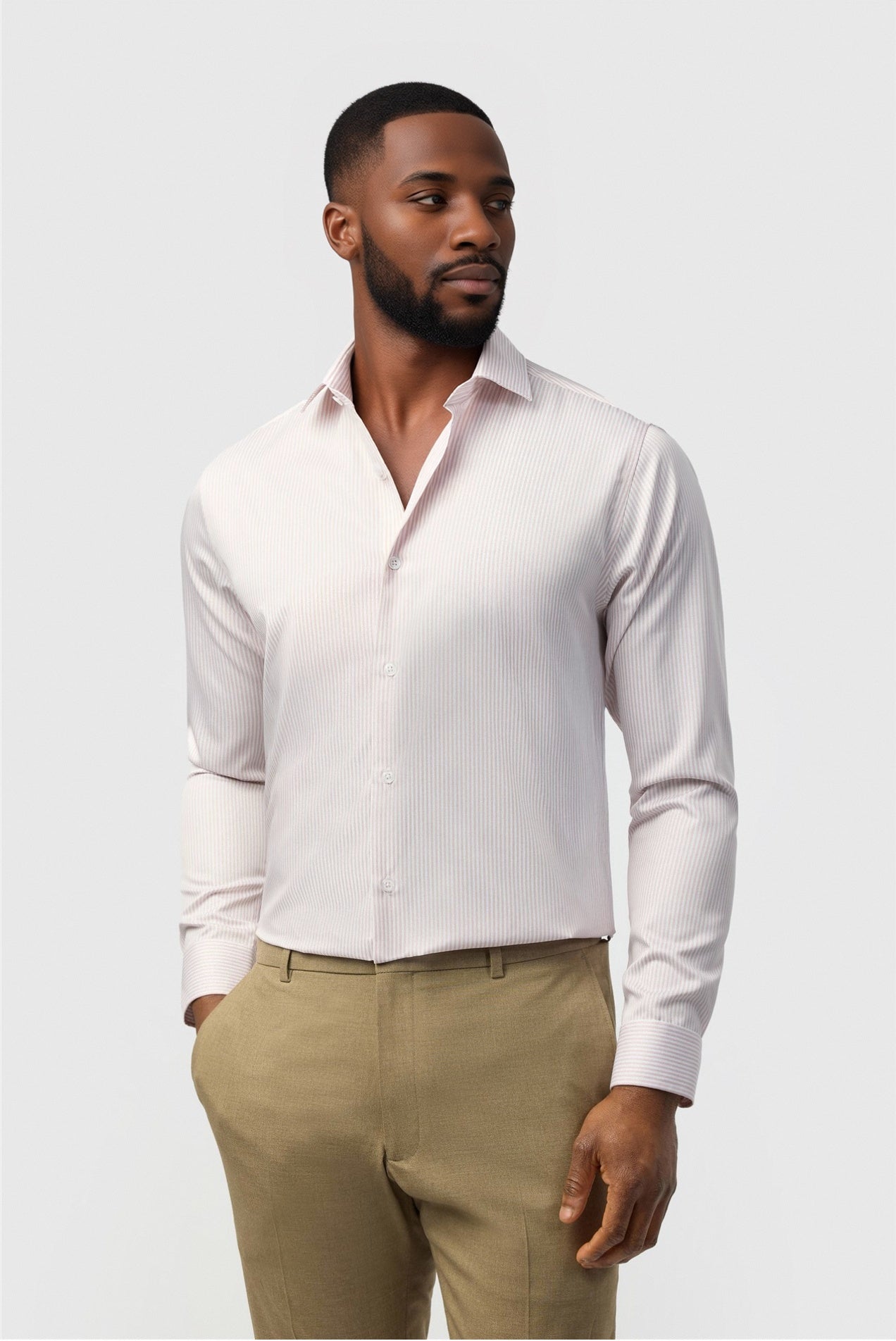 Stretch Pink Striped Non-Iron Men Shirt Main image