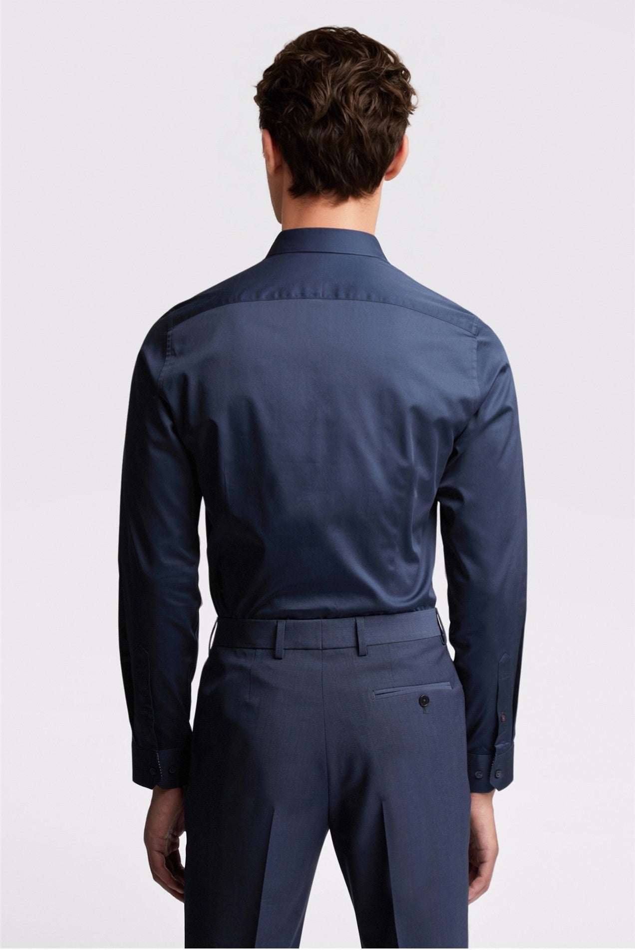 Modern Navy Sateen Shirt For Men Secondary image
