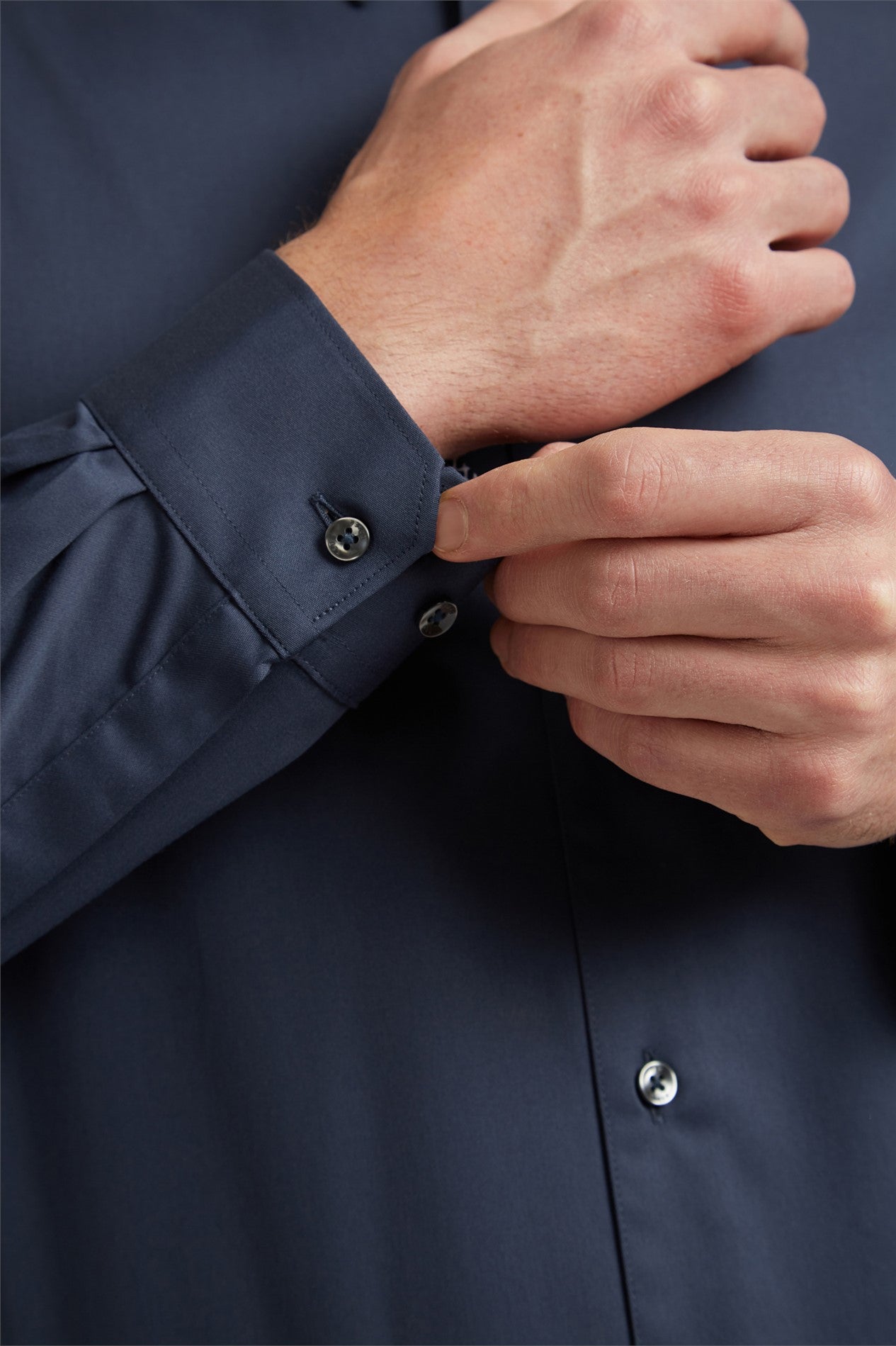 Modern Navy Sateen Shirt For Men