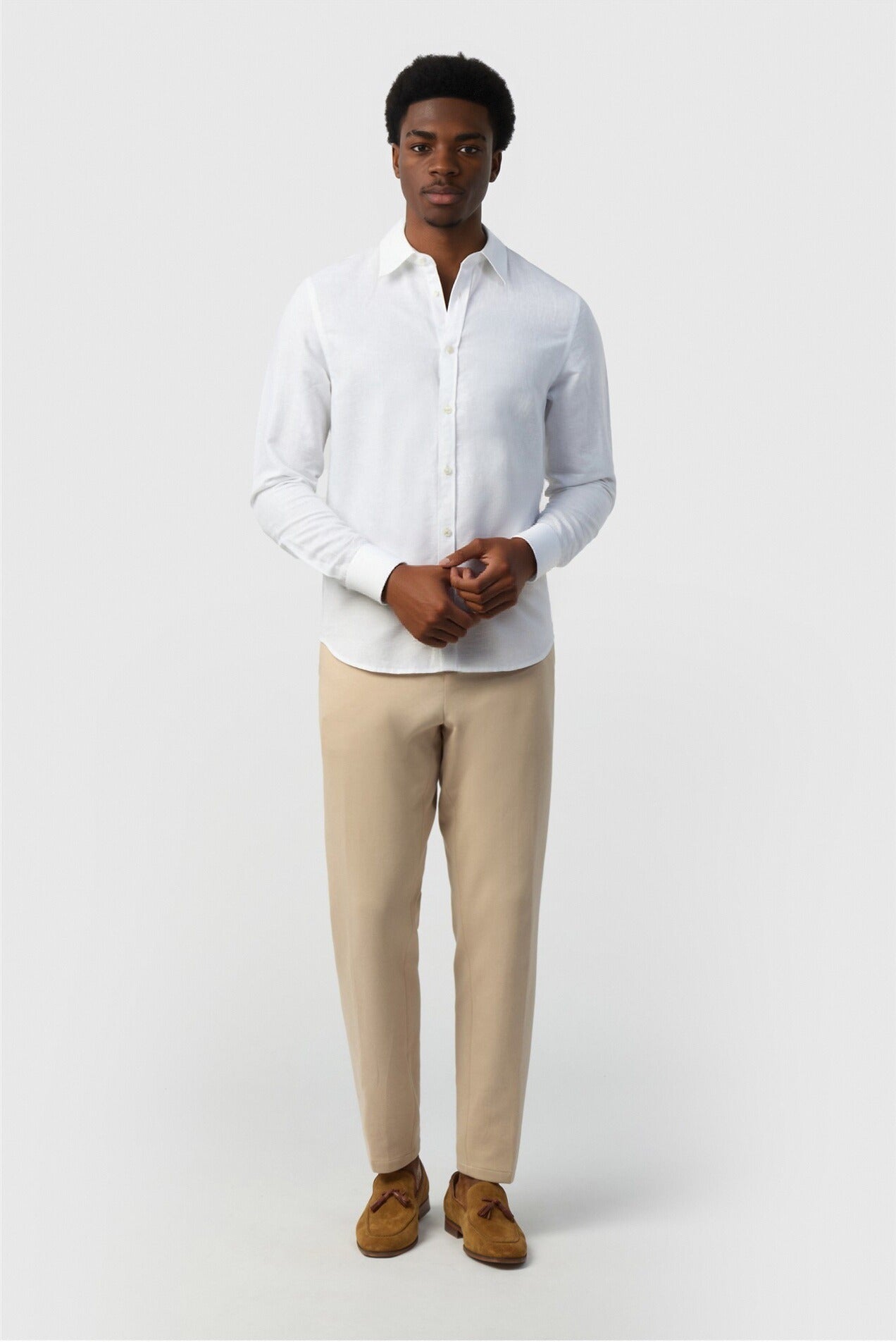 Classic White Linen Blend Men Shirt Secondary image