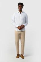 Classic White Linen Blend Men Shirt