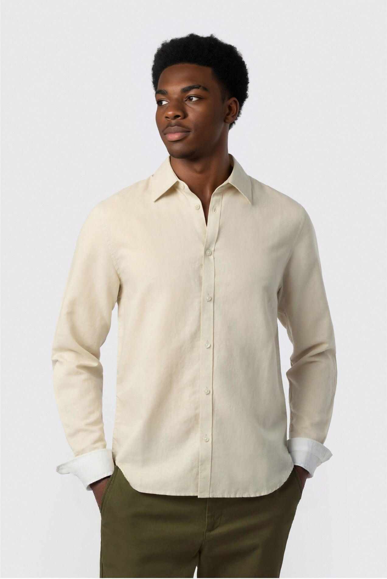 Unique Stone Linen Blend Men Shirt Main image