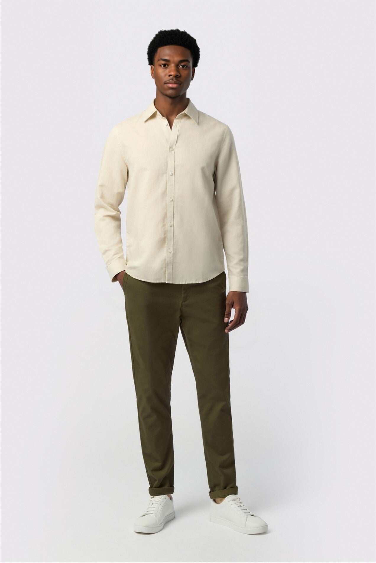 Unique Stone Linen Blend Men Shirt Secondary image