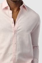 Fashion Pink Linen Blend Shirt For Men