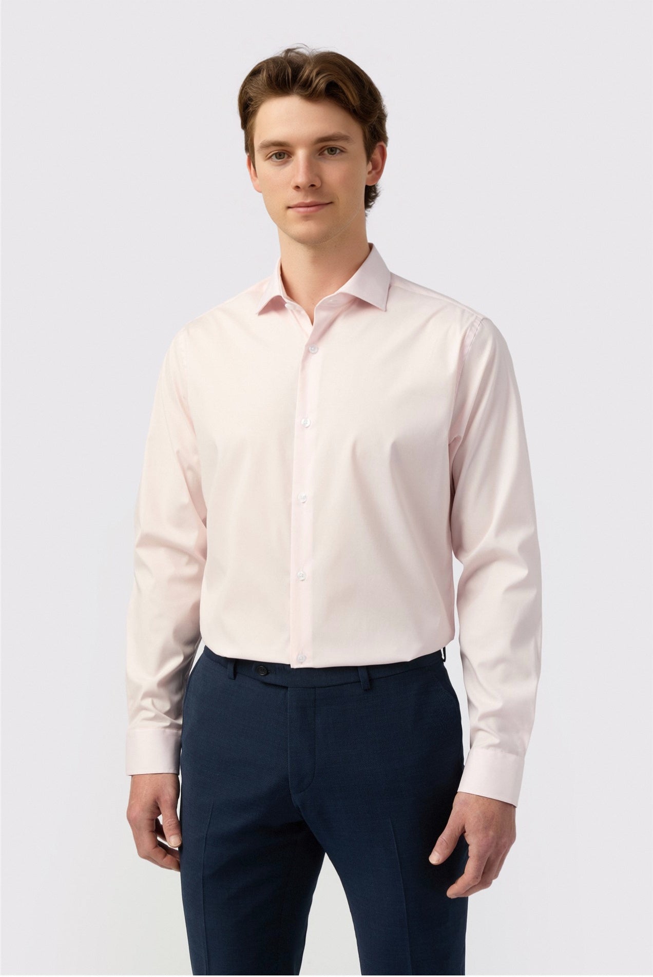 Trendy Non-Iron Stretch Light Pink Men Shirt Main image