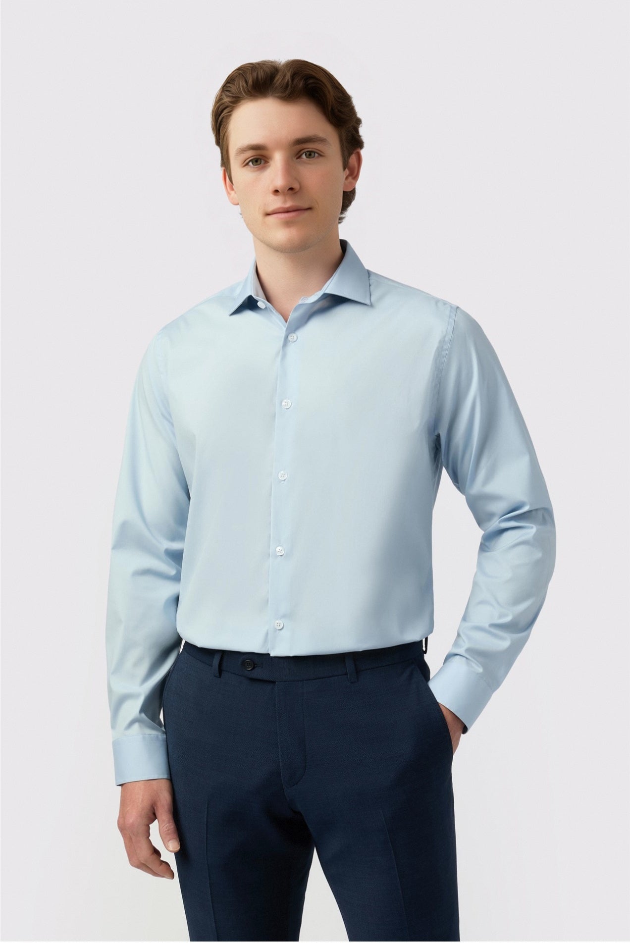 Handsome Blue Non-Iron Stretch Men Shirt Main image