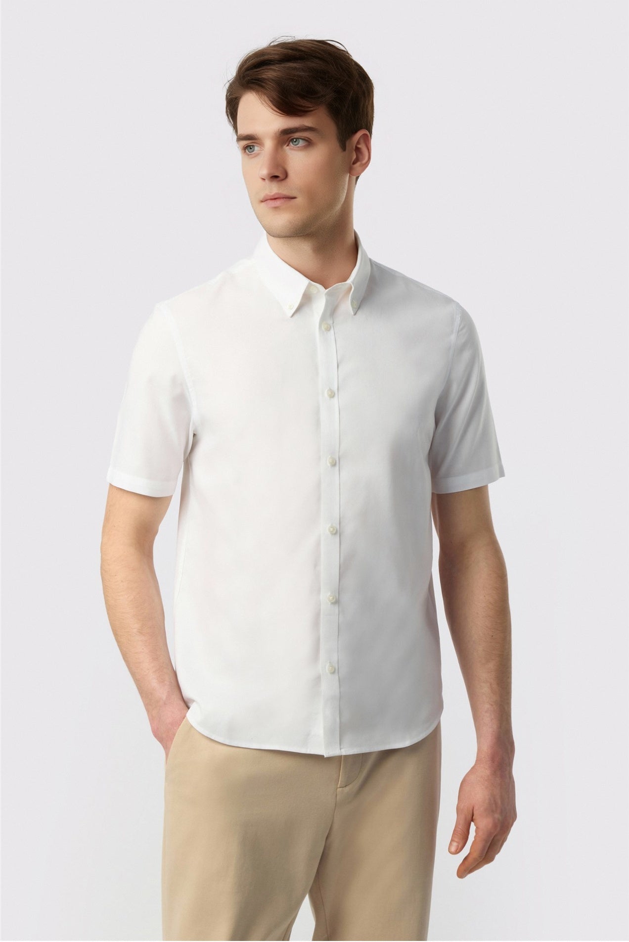 Best Fitted White Short Sleeve Men Shirt Main image