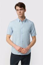Stylish Pale Blue Short Sleeve Men Shirt