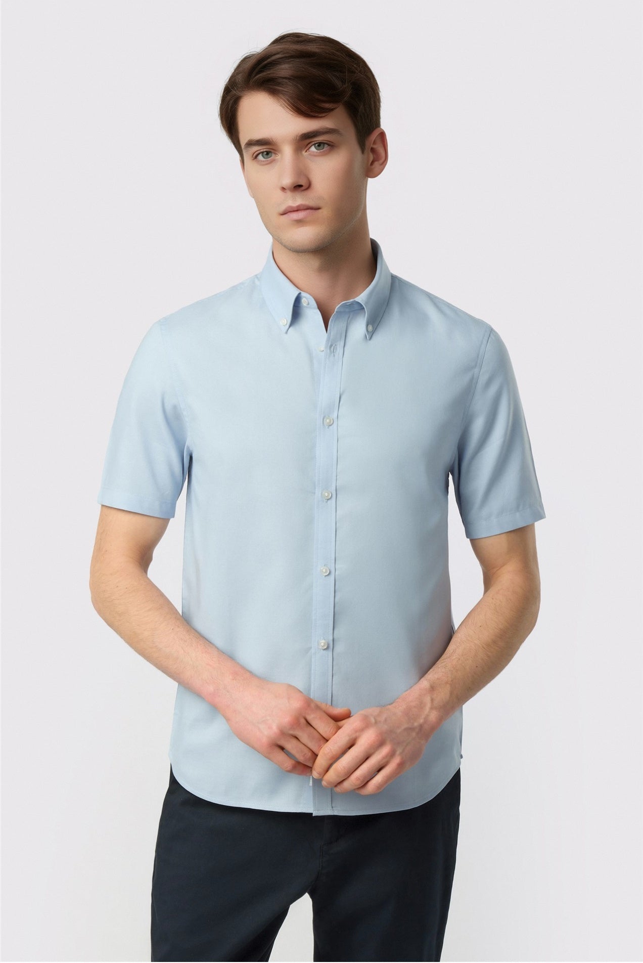 Stylish Pale Blue Short Sleeve Men Shirt