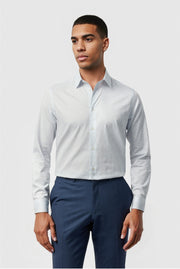 Fashion Light Blue Floral Jacquard Men's Shirt