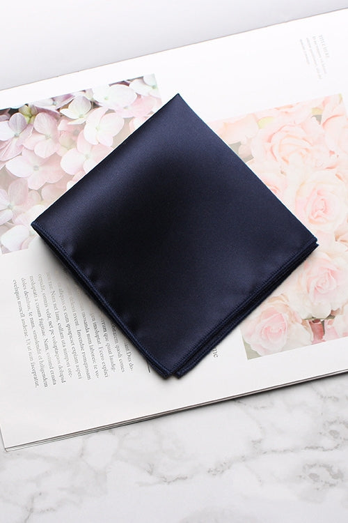 Solid Navy Satin Men's Pocket Square Main image