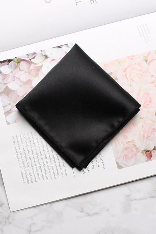 Solid Black Satin Men's Pocket Square